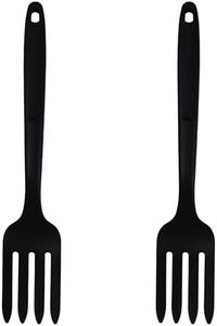 Septe 2pcs 11.6 Inch Silicone Flexible Forks, Heat Resistant Silicone Long Forks for Cooking,Non Stick Fork for Kitchen (Black)