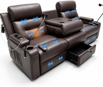 VANSOFA Recliner Sofa, Theater Seating with Massage & Heat, Recliner Sofa No Tools Needed, Theater Seating 7 Charging Ports & Wireless Charging, Couches for Living Room, Sofas & Couches 7 Storage