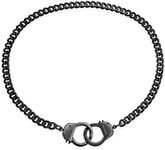 Mens Biker Punk Rocker Biker Jewelry Large Statement Chain Handcuff Necklace Black Or Silver Tone Stainless Steel Pendant For Men Women 20 Inch