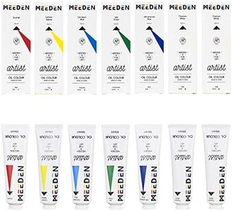 MEEDEN Artist Oil Paint, 7 Colors/100ml Oil Paint Tubes, 2 Titanium White, Non-toxic Fine Colors for Landscape & Portraiture, Oil Art Paints for Artists, Professional, and Avid Art Lovers, Adults