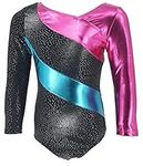 Happy Cherry Girls Gymnastics Leotards Long Sleeve Biketard Dance Uniforms Athletic Leotard for Toddlers