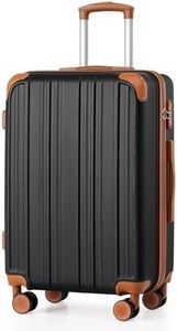 Coolife Luggage, Suitcase with Durable and Lightweight, Checked Luggage with ABS Hardshell, Dual Spinner Wheels, TSA Lock, and YKK Zipper (apricot black, M(24in))