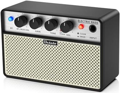 Ueteto 10W Mini Bass Amp, Portable and Rechargeable Bass Guitar Practice Amplifier with Clean and Drive Channels