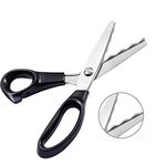 Pinking Shears, Professional Stainless Steel Dressmaking Sewing Craft Scissors Comfort Grips, Serrated & Scalloped Blades Cut, Tailor Decorative Tool - Fabrics Leather Paper Craft (Scalloped 18 mm)