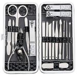 Nail Clippers Set Manicure Pedicure Kit - Stainless Steel 18 in 1 Portable Travel Grooming Kit-Facial and Nail Care Tools for Men and Women (Black)