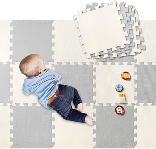 LIVINGbasics Baby Play Mat, 18 pcs Puzzle EVA Foam Exercise Play Mat 1.62 Sqm Coverage Interlocking Floor Tiles, 0.39" Thick Portable Crawling Floor Mats for Kids Toddler