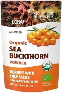 LOOV Organic Sea Buckthorn Berry Powder, High in Fiber, Omegas, Vitamin C, Vitamin E, Made from Whole Berries, 4 Oz, Grown in Nordic Climate, 23-Day Supply, No Added Sugar, Non-GMO