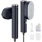 HULMAY Portable Steamer For Clothes Travel Mini Steamer and Iron Fast 10s Heat-Up, Horizontal and Vertical 1200W Effortless Wrinkle Removal, Garment Steamer and Iron for Travel Office Home(110-120V)