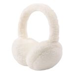 Fluffy Ear Muff for Women Plush Foldable Earmuffs Kids Winter Earmuffs Girls Boys Cold Weather Ear Warmer (White)