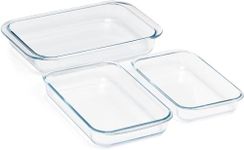 Shopiable Store Rectangular Borosilicate Glass Baking Dish Tray for Oven, Casserole Dish, Pan for Cookings, Microwave Safe Set of 3 (2200 ml, 1600 ml, 1000 ml)