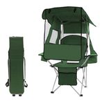ptlsy Camping Chair with Shade Canopy for Adults Quick Shade Folding Canopy Chair for Outdoor Sports with Cup Holder, Side Pocket for Camp, Beach, Tailgates, Fishing Support 330LBS (Green)