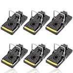 Mouse Trap That Work Instantly Indoor Outdoor Reusable Quick Kill Mice Trap Plastic Mouse Traps, Pack of 6 (Black)