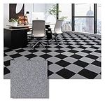 Self Adhesive Carpet Floor Tiles Square, 12 Pcs Peel And Stick Non-Slip Carpet Floor Tiles Home Furnishings Flooring Use, Easy Install DIY(Size:30x30cm,Color:Light Grey)