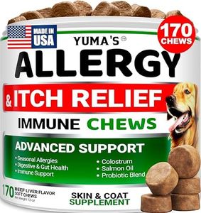 Dog Allergy Relief Chews - Dog Itching Skin Relief Treatment Pills - 170 Treats - Itchy and Paw Licking - Anti-Itch - Dry Skin & Hot Spots Omega 3 Fish Oil Skin & Coat Supplement - Beef Liver Flavor