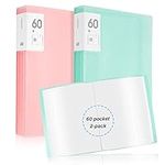 2 Pack A4 Size Display Book, Presentation Binder with Plastic Sleeves 60-Pocket Bound, Presentation Book Art Portfolio Folder, Sheet Protector for Artwork, Photo and Document