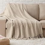 Bedsure Throw Blanket for Couch – Taupe Versatile Knit Woven Chenille Blanket for Chair, Super Soft, Warm & Decorative Blanket with Tassels for Bed, Sofa and Living Room (Taupe, Twin)