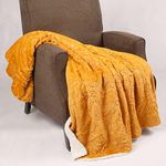 Home Soft Things Faux Fur & Sherpa Bed Sofa Couch Cover Throw Blanket, Jojoba Yellow, 50" x 60" (127 cm x 152 cm)