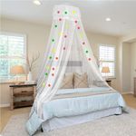 Classic Mosquito Net for Hanging Double Bed with 30 Star pacthes | King Size Machardani | Polyester 30GSM Strong Net | Canopy Tent for Bedrooom -Plain White