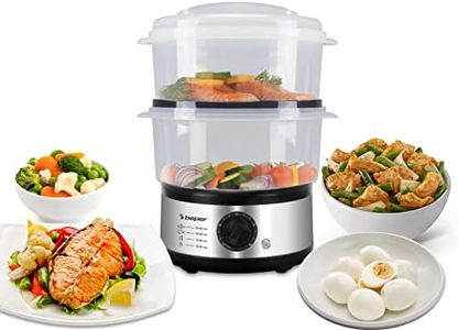Beper BC.261 Vaporiera da 5 litri - Vaporiera Elettrica Con Timer per Cottura al Vapore di Riso, Pesce, Ravioli, Verdure, Carne - BFA Free