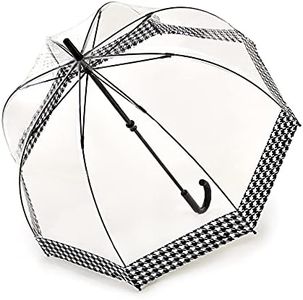 Fulton Birdcage 2 Houndstooth Border Print Umbrella, Multicoloured, One Size