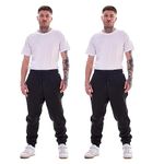 Keanu 2 Pack Regular Fit Mens Joggers - Super Soft Jogging Bottoms with Brushed Fleece Lining - Lounge Pants Gym Joggers - Cotton Rich Blend - Mens Sizes S - 2XL (Black Pack, Extra Large)