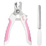 Dudi Pet Dog Nails Clippers and Nail File - Cat or Puppy Claw Trimmers with Lock Guard - Razor Sharp Grooming Clipper Trimmer Blades for All Breed Sizes - White Pink - Big