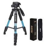 ZOMEI Q111 Portable Pro 55-inch Tripod Compact Lightweight Camera Stand with Quick Release Pan Head Plate for Digital SLR Canon EOS Nikon Sony Panasonic Samsung(Blue)