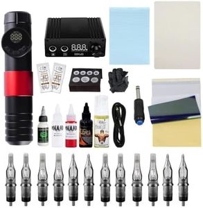 Tattoo Gizmo Wireless Tattoo Machine Kit – Professional Rotary Pen Gun Adjustable Stroke Cordless Machine Starter Kit for Beginners with Power Supply, Cartridges Needles, Dynamic Ink - SWTPMK-01