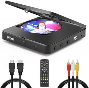 Super Mini Blu-ray HD DVD for TV, 1080P Blue-ray Home Theater, Portable with Remote Control + HDMI AV Cable + Built-in PAL/NTSC, Support USB Input