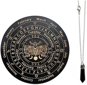 Pendulum Board Dowsing Divination, Wooden Pendulum Board Dowsing with Crystal Dowsing, Witchcraft Wiccan Altar Supplies Kit, Wooden Carven Board for Divination Decoration 9.8in