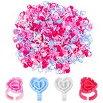 100 pcs Lash Glue Holder, Glue Rings Glue Holder Rings Heart-Shaped Plastic Lash Glue Rings Volume Lashes Grafting False Eyelash Glue Water Cup to Extend Eyelash Glue Ring Cup Tray (Multi-Colour)