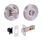 HANDLEZONE® Bathroom Toilet Door Thumb Turn and Release Deadbolt Kit - Dual Finish Polished/Satin Nickel - 76mm Bolt with 57mm Backset