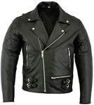 LP-FACON Mens Vintage Brando Motorcycle Rider Classic Biker Jacket Collection - Black - Small