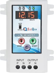 ELEQUA 30Amp/2HP Digital Timer Switch and Clock for Street Light, Glow Sign Board & Etc. Auto ON and Off(10Programm /Day)