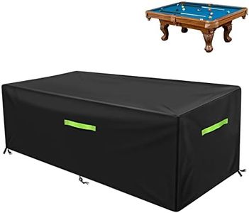 GEMITTO Pool Table Cover, Billiard Table Covers with Handles Buckles Drawstring — Indoor Outdoor Pool Table Cover Waterproof for 7/8/9 FT Pool Table Snooker Billiard Table (102 x 53 x 32 in - Black)