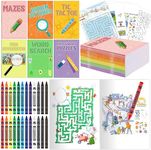 durony 36 Pieces Mini Activity Books with Crayons Fun Challenging Maze Book Brain Stimulation Games Educational Activities Include Mazes, Word Search, Word Scramble and More for Classroom Party Gift