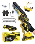 Zenmos Mini Chainsaw Cordless 6 in, Cordless Chainsaw with 2x2000mAh Batteries, Small Chain Saw with Automatic Lubrication Safety Protection, Cutter for Sawing Trees Boards, Stocking Stuffers Men Dad