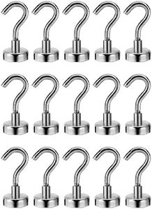 15-Pack Magnetic Hooks, 12LBS Super Magnets with Neodymium Rare Earth Facilitate Hook for Cruise, Home, Kitchen, Workplace, Office and Refrigerator