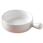 Nestasia Ceramic White Snack Bowl with Handle | Microwave & Dishwasher Safe Serving Bowl Perfect for Snacks, Noodles, Salads, Soup, Baking (600ml)