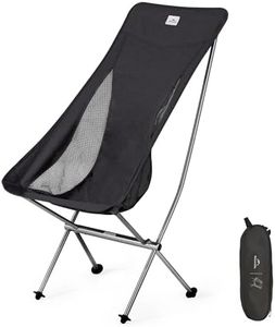 Naturehike Portable Camping Chair - Compact Ultralight Folding Backpacking Chairs (Black)