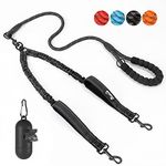 Slowton Double Dog Leash No Tangle - 360° Swivel Heavy Duty Reflective Lead with Two Padded Handles Dual Dog Splitter, Comfortable Shock Absorbing Walking Training for 2 Large Dogs(25-150 lbs)