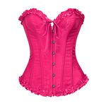 Vrapo Rose Red Corset Top for Women | Overbust Lace Up Waist Cincher Shapewear Lingerie - Size L