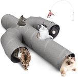 Ownpets Cat Tunnel Large 12 inch Diameter Sturdy Oxford Fabric Cat Tunnel Toy, Cactus Shape Collapsible Cat Tunnels for Indoor Cats,Interactive Peek Hole Pet Tunnel Tube with Cat Wand Toy