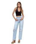 Hybrid & Company Womens Super Comfy High Rise Stretch Distressed Ripped Jeans, Bleach-p5000wl, 5