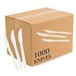 PLASTICPRO Cutlery Plastic Knives Medium Weight Disposable Silverware White (1000 Count)