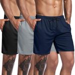 COOFANDY Men's 3 Pack Gym Workout Shorts Mesh Weightlifting Squatting Pants Training Bodybuilding Jogger with Pocket,Black/Gray/Navy Blue,XXX-Large