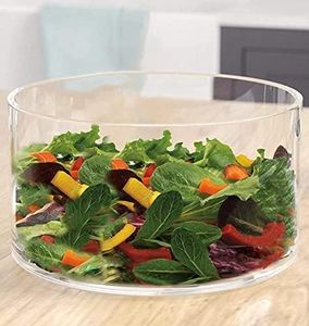 Large Glass Salad Bowl - Mixing and Serving Dish - 120 Oz. Clear Glass Fruit Bowl
