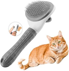 Cat Grooming Brush, Self-Cleaning Slicker Brush for Pets - One Button Removes Loose Undercoat, Mats and Tangled Hair from Indoor Cats