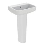 Ideal Standard i.Life S Compact 50cm Full Pedestal Bathroom Sink/Basin, 1 Tap Hole, T518501, White