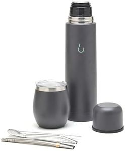 BALIBETOV Complete Yerba Mate Set - Modern Mate Gourd, Thermal Flask, Bombilla and Cleaning Brush Included - All Premium Quality 304 18/8 Stainless Steel (Gray)